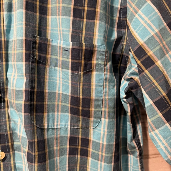 John Bartlett Consensus Button Up Shirt Medium Teal and White Plaid Long Sleeve - Picture 3 of 10